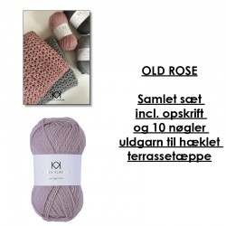 Old Rose - Samlet sæt incl. opskrift og uldgarn til hæklet terrassetæppe